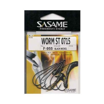 Conjunto de anzóis de pesca Sasame WORM ST 0715 em embalagem plástica