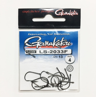 Pacote de anzóis metálicos pretos para pesca Gamakatsu LS-2033F tamanho 4