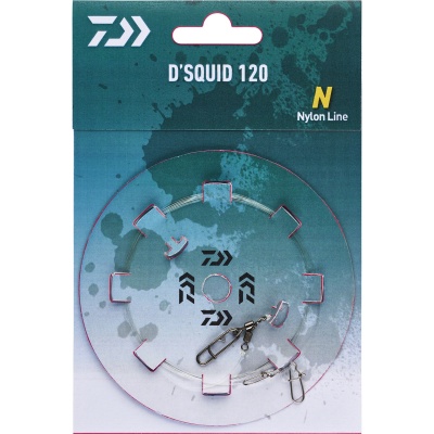 Linha de pesca D'SQUID 120 Daiwa nylon com ganchos em embalagem azul esverdeada