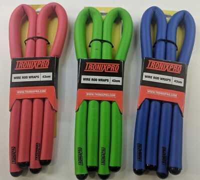 capas protetoras para fios Tronixpro em três cores: vermelho, verde, azul com embalagem e texto