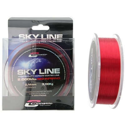 Linha de pesca vermelha SKY LINE da Cinnetic em embalagem preta e transparente