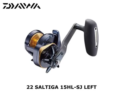 Carretel de pesca Daiwa 22 Saltiga 15HL-SJ Left preto e dourado