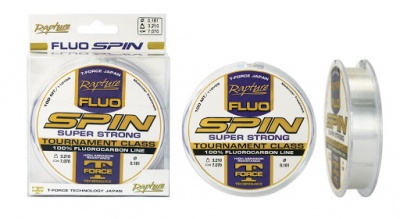 Linhas de pesca Rapture Fluo Spin Super Strong com embalagem branca e textos coloridos