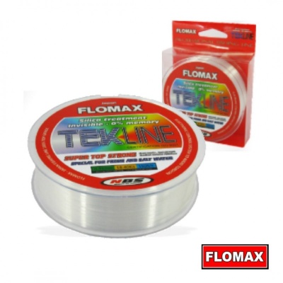 Linha pesca invisível FLOMAX TEXLINE embalagem vermelha e transparente
