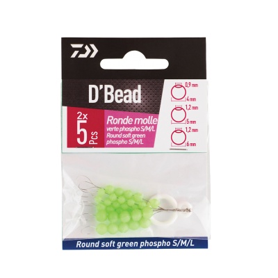 Pack conta D'Bead verde fosforescente redonda macia