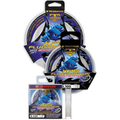 Linha de pesca Trabucco T-Force XP5 Fluorocarbon com embalagem preta e azul