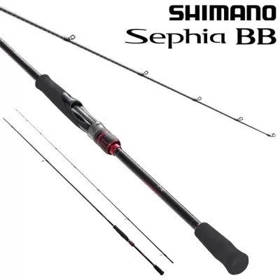 Vara de pesca Shimano Sephia BB preta com detalhes vermelhos