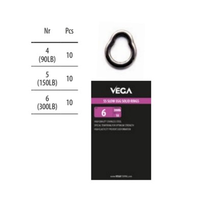 Anéis sólidos VEGA 55 Slow Egg Solid Rings em diferentes tamanhos e embalagem preta com rosa