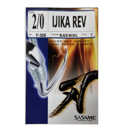 Embalagem de anzóis Sasame IJIKA REV tamanho 2/0 cor negro níquel com 7 peças