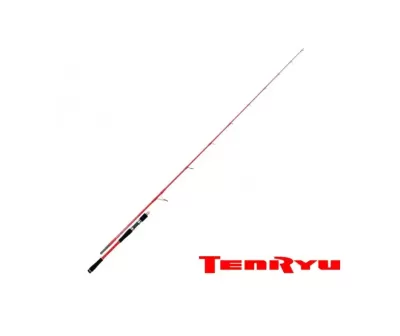 Vara de pesca Tenryu vermelha e branca com empunhadura preta