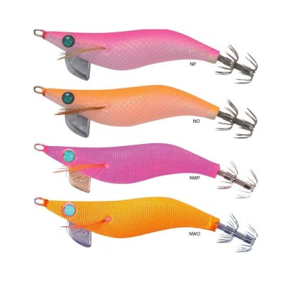 Conjunto de iscos de pesca coloridos com ganchos triplos e detalhes metálicos