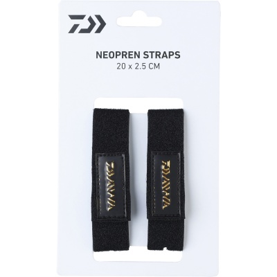 Par de correias negras de neopreno DAIWA em embalagem branca