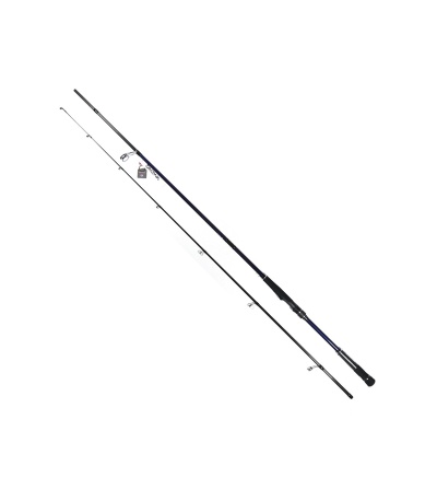 Vara de pesca Daiwa de duas partes preta com detalhes azuis