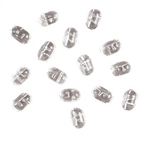 Contas pequenas transparentes ovais com números brancos sobre fundo branco