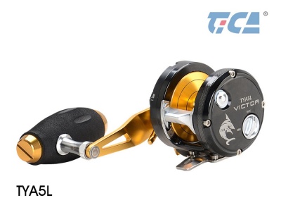 Carretel de pesca TICA VICTOR preto e dourado com cabo antiderrapante