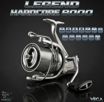 Carretel de pesca Legend Hardcore 8000 prateado com manivela preta