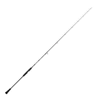 Cana de pesca preta com suporte para carretel