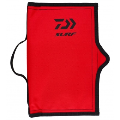 Protetor vermelho com bordas pretas e logo SURF preto