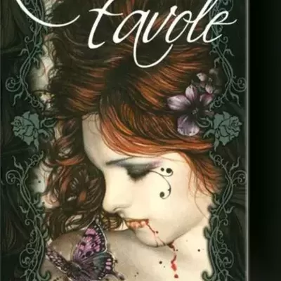 Caixa de tarot com ilustração feminina e decoração floral