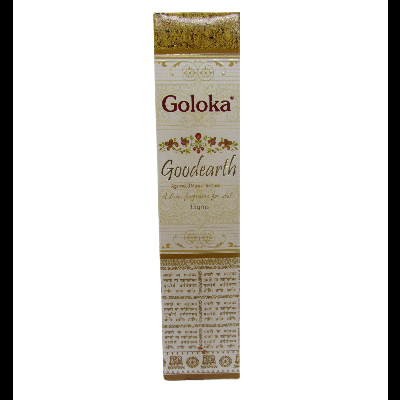Caixa retangular de incenso Goloka Goodearth creme e dourado