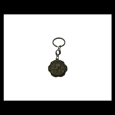 Porta-chaves metálico com medalhão em relevo bronze