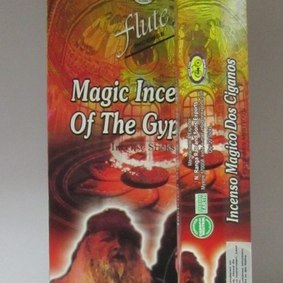 Caixa de incenso Magic Incense Of The Gypsies com imagem de homem barbudo e texto em inglês e português