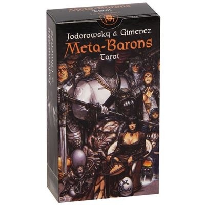 Caixa de baralho de tarot Meta-Barons com arte futurista e medieval