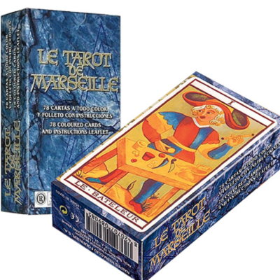 Caixa de baralho de tarot Le Tarot de Marseille com carta visível Le Bateleur