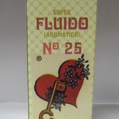 Embalagem de Super Fluído Aromático Nº 25 com coração, chave e flores