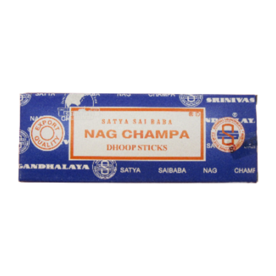 Caixa azul e branca de incenso Satya Sai Baba Nag Champa
