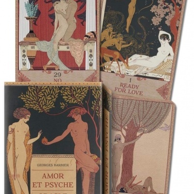 Cartas oráculo Amor et Psyche com ilustrações artísticas de figuras humanas nuas