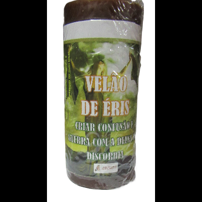 Velão castanho com rótulo verde e branco e texto visível embalada em plástico