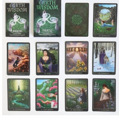 Cartas EARTH WISDOM ORACLE com ilustrações variadas da natureza e pessoas.