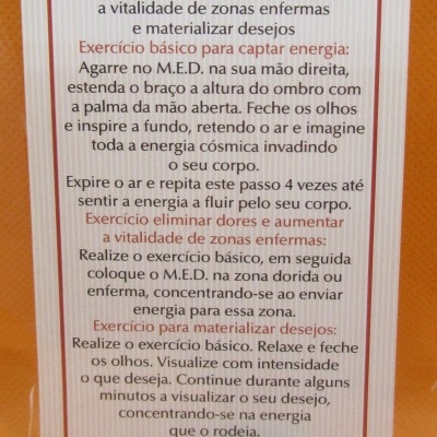 Medalha energética com instruções em português