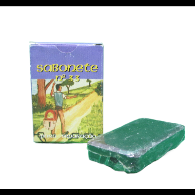 Sabonete n.º 33 verde com embalagem ilustrada