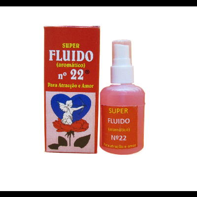 Frasco e caixa de produto aromático SUPER FLUIDO nº 22 para atração e amor