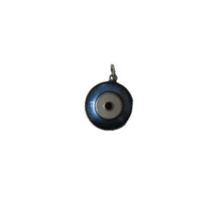 Pingente redondo com desenho de olho grego azul, branco e preto