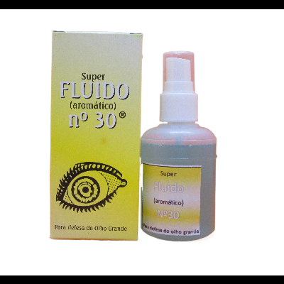 Frasco de spray e embalagem amarela com texto e desenho de olho