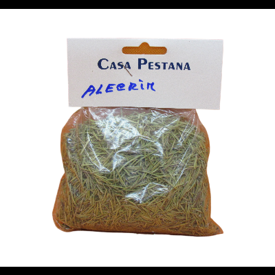 Pacote plástico com erva seca e etiqueta Casa Pestana Alecrim