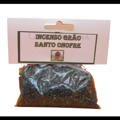 Pacote de incenso grão Santo Onofre com grãos visíveis