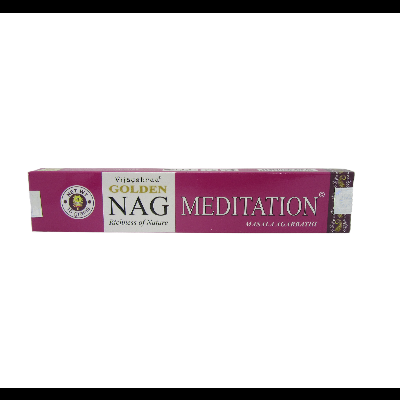 Embalagem de incenso Golden Nag Meditation roxa e branca