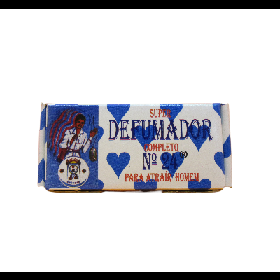 Embalagem de produto com design branco e azul e textos em português.