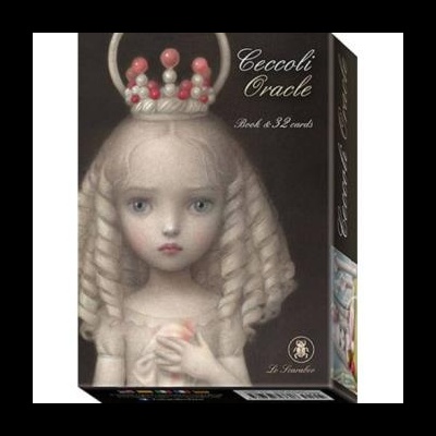 Caixa de baralho Ceccoli Oracle com ilustração de menina com coroa de contas e pérolas