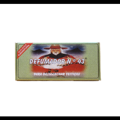 Embalagem do defumador N.º 43 para desmanchar feitiços com figura humana ao centro