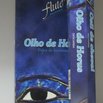 Caixa e pacote de incenso Olho de Horus em tons de azul e preto