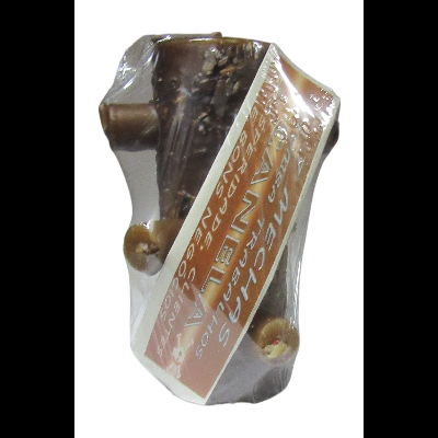 Chocolate em forma de serpente com etiqueta em plástico transparente