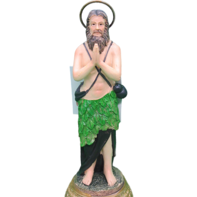 Estátua de Sto Onofri com saia verde e base dourada