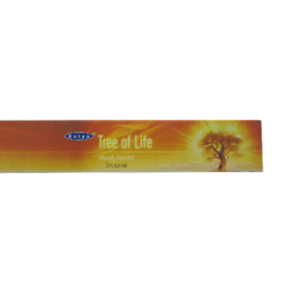 Caixa de incenso Tree of Life em tons laranja e amarelo com imagem de árvore