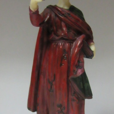 Estátua de S. Bartolomeu em resina com faca e livro