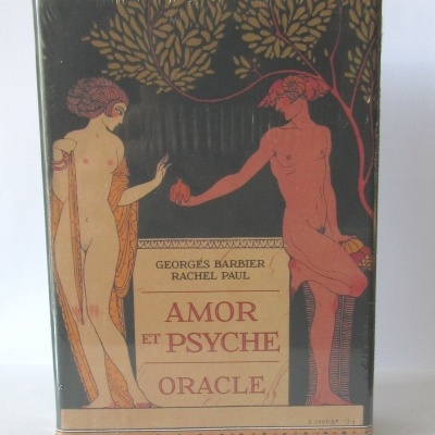 Caixa de baralho Amor et Psyche Oracle com ilustração artística clássica e texto na frente